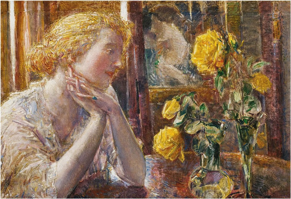 Fotótapéta Flizelin Dekoratív az irodába Nő rózsákkal 152x104 Ragasztó