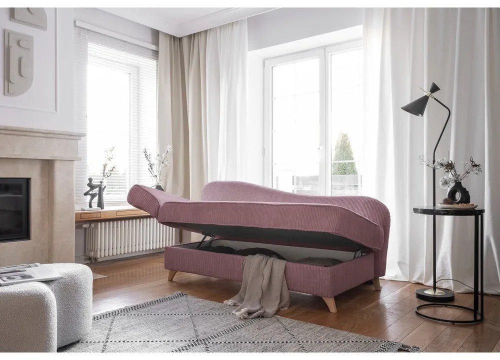 Törtrózsaszín kordbársony heverő (bal oldali) Chic Charlotte – Miuform