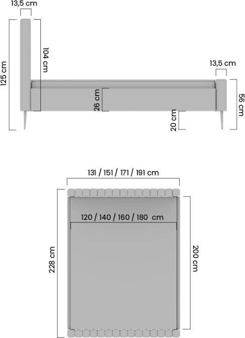 Nicole franciaágy 160x200 arany lábakkal - bézs Velluto 2 bársony