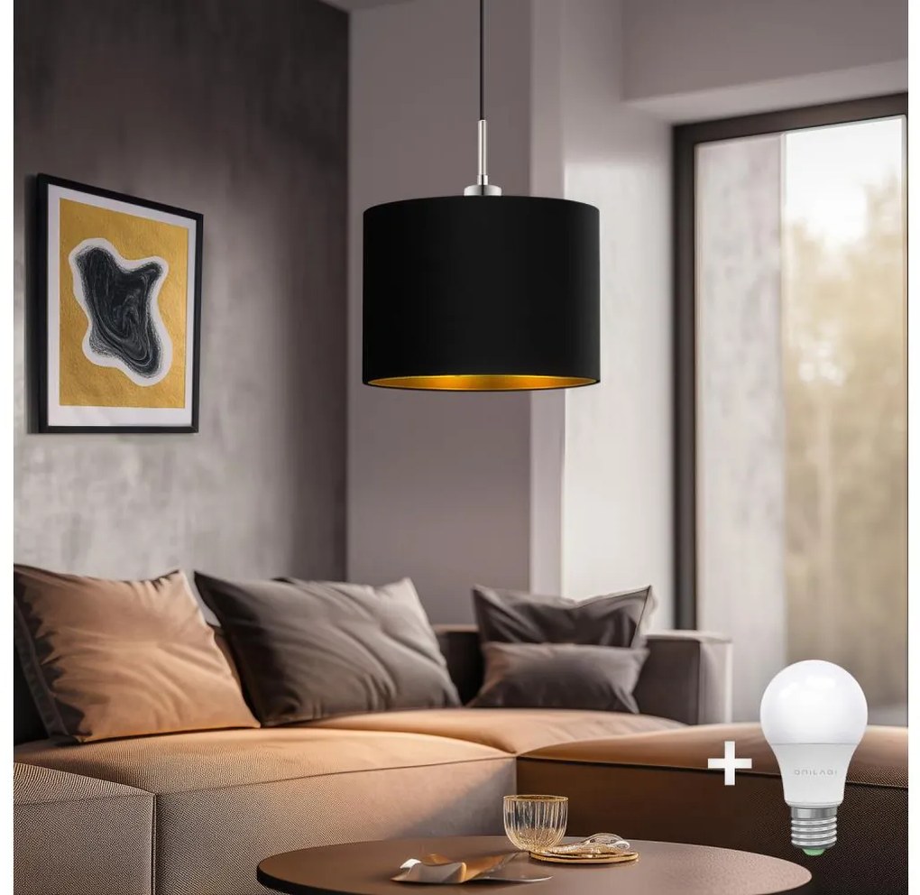 Eglo Eglo - LED Csillár zsinóron TUNJA 1xE27/60W/230V fekete EG32517E