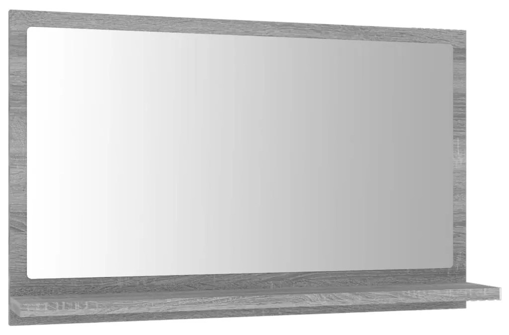 szürke sonoma színű szerelt fa fürdőszobatükör 60x10,5x37 cm