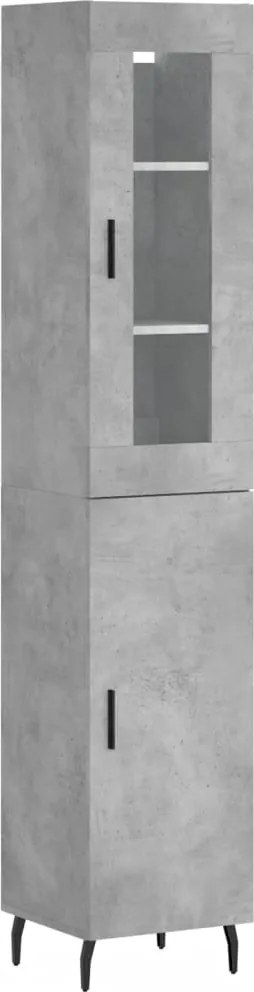 vidaXL betonszürke szerelt fa magasszekrény 34,5x34x180 cm
