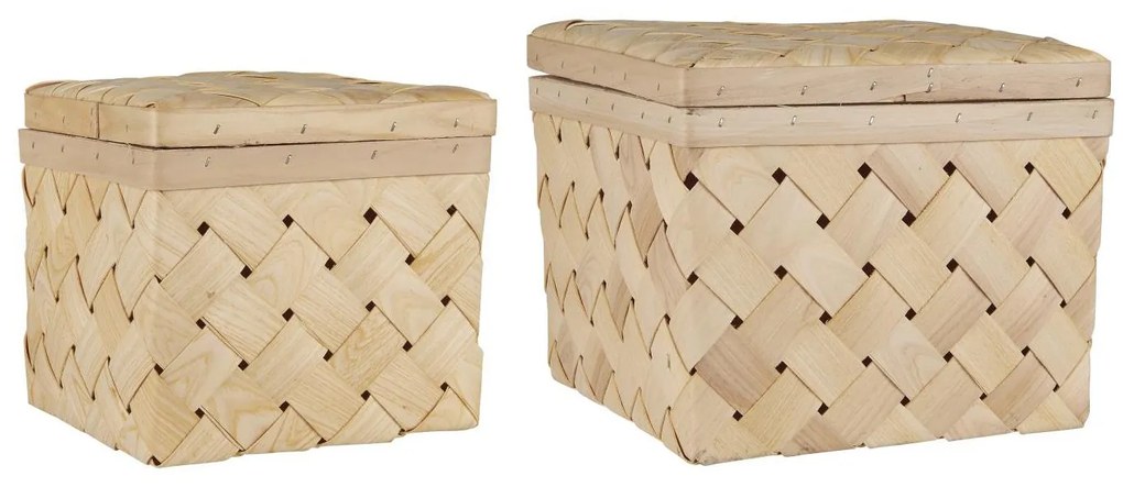 2 négyzet alakú CHIP WOOD kőrisfa doboz készlet