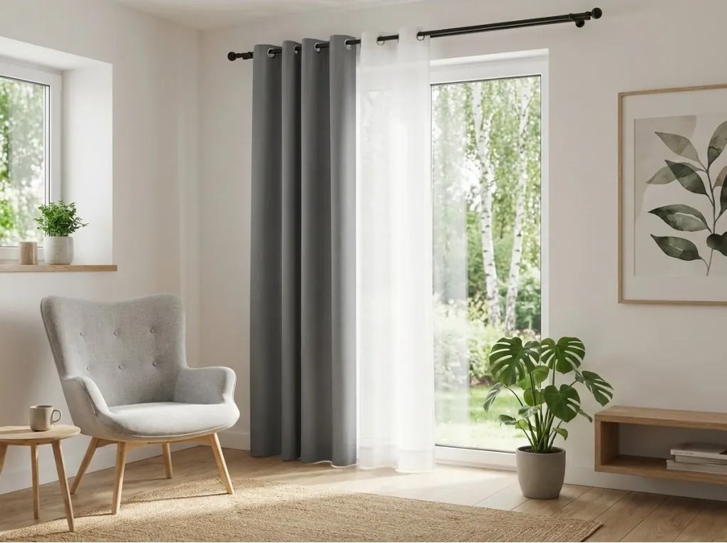 Világosszürke OXFORD függöny 140x270 cm Felfüggesztés: Hullámos sínszalag