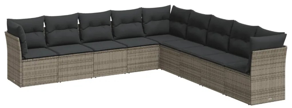 9 részes szürke polyrattan kerti ülőgarnitúra párnákkal