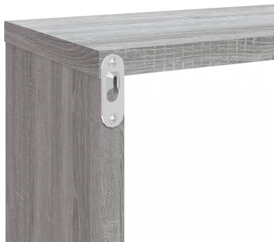 4 db szürke sonoma színű szerelt fa fali kockapolc 80x15x26,5cm