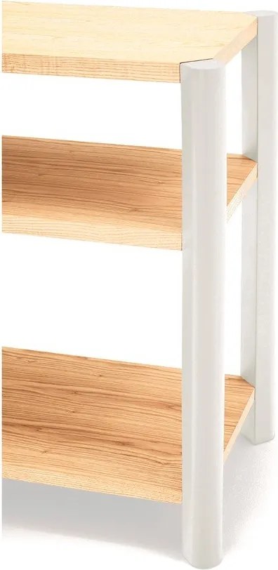Krémszínű-világos natúr színű polcos állvány tölgyfa dekorral 126x59x43 cm Bona – Teulat