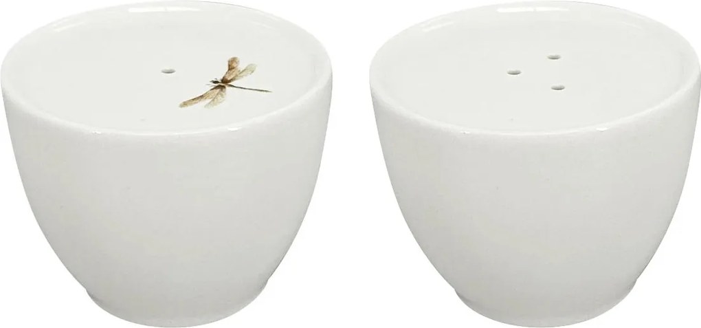 Porcelán só/bors készlet Dragonfly, zöld/barna