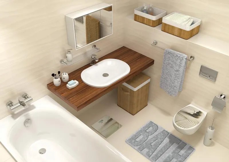 BISK Erga, fürdőszoba szőnyeg 60x40 cm, 5-ös modell, szürke, ERG-07899