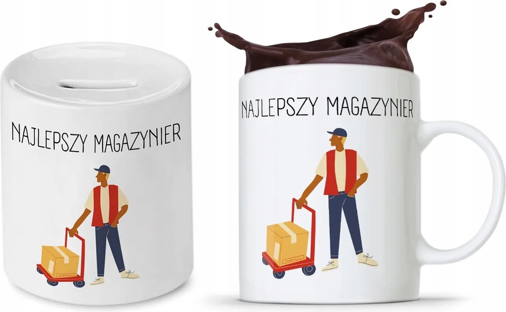 Raktárosnak Ajándék Bögre Persely Szett fényképes nyomtatással