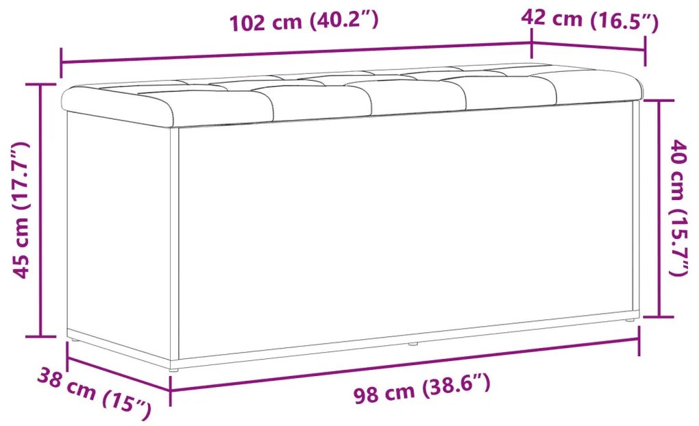 Tárolópad Fekete Tölgy 100x40x45 cm Mérnöki Fa