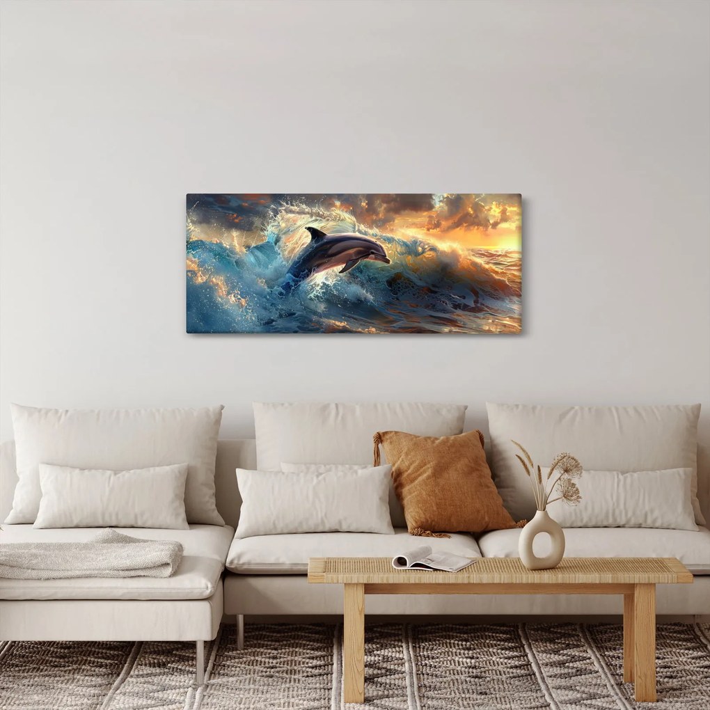 Kép - Delfin, illusztrációk (120x50 cm)