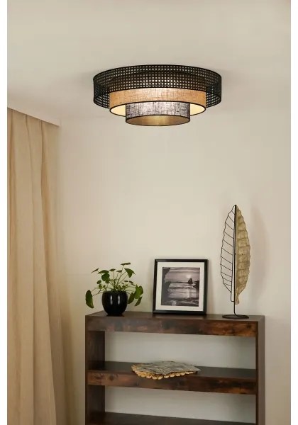 Brilagi - DAKOTA LUNETA LED mennyezeti lámpa 12W, 60 cm, fekete/rattan
