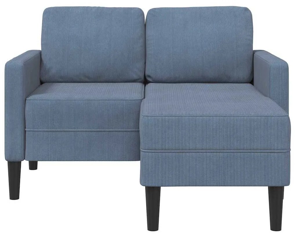 kék vászon 2 üléses kanapé L-alakú kanapéval 125 cm