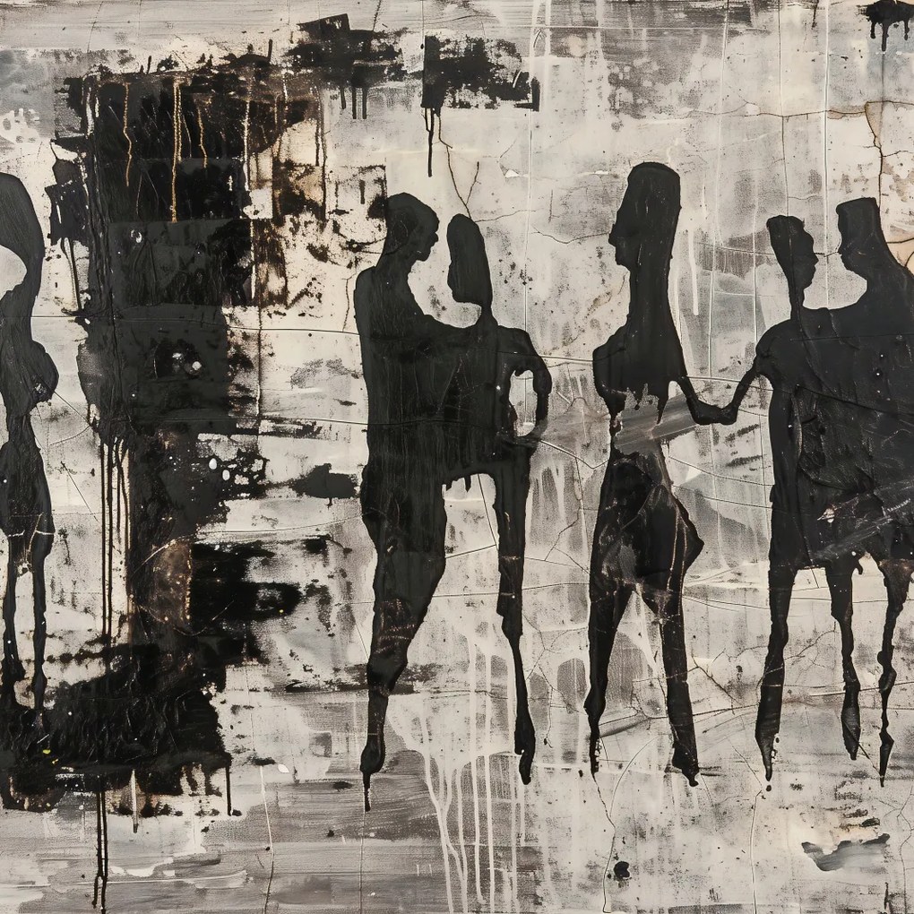 Poszter 80x80cm Szürke emberek