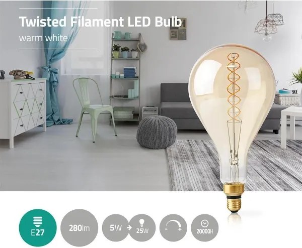Nedis LEDBTFE27A160 - Dimmelhető LED-izzó FILAMENT A160 E27/5W/230V 2000K