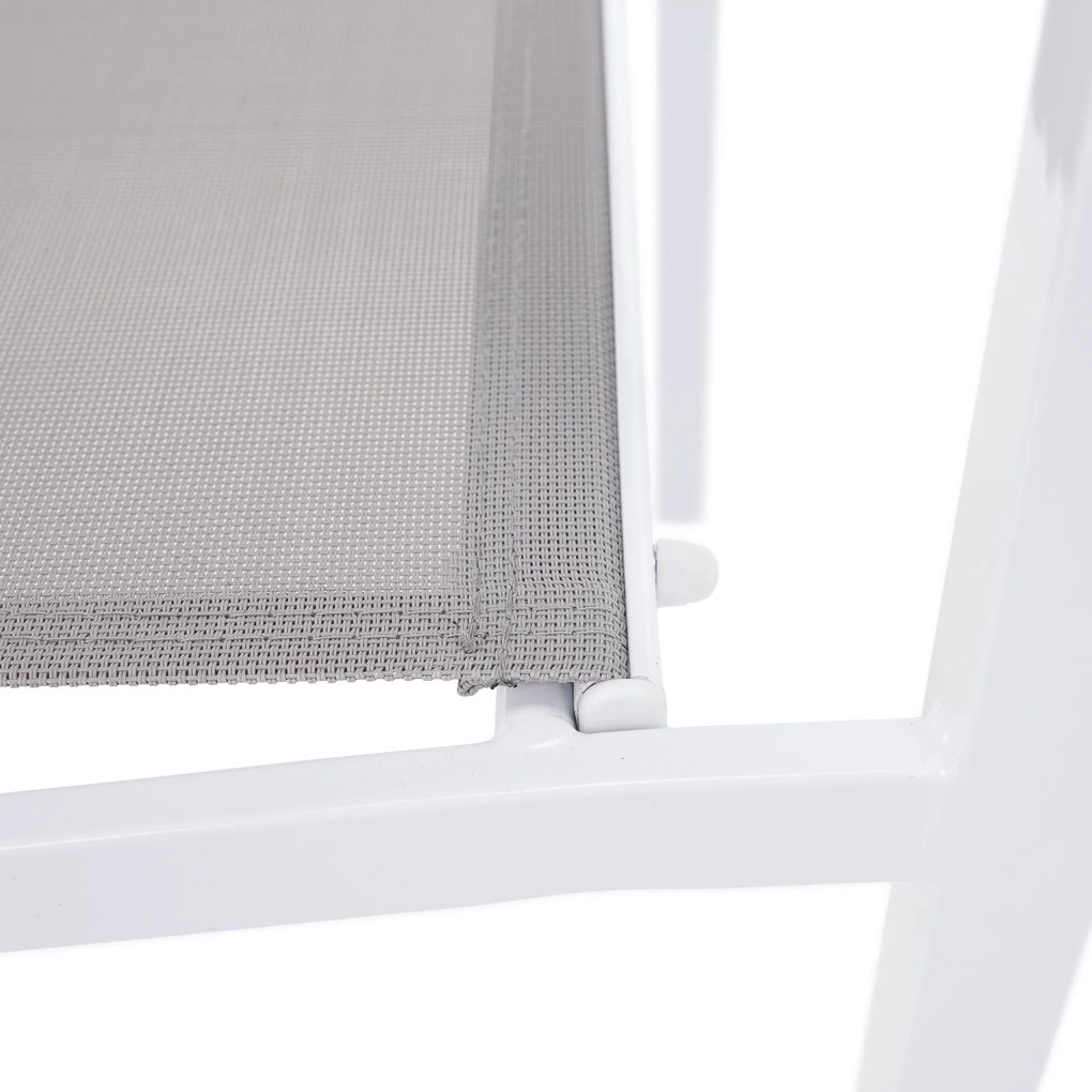 Kerti rakásolható szék, fehér acél/világosszürke, DORIO