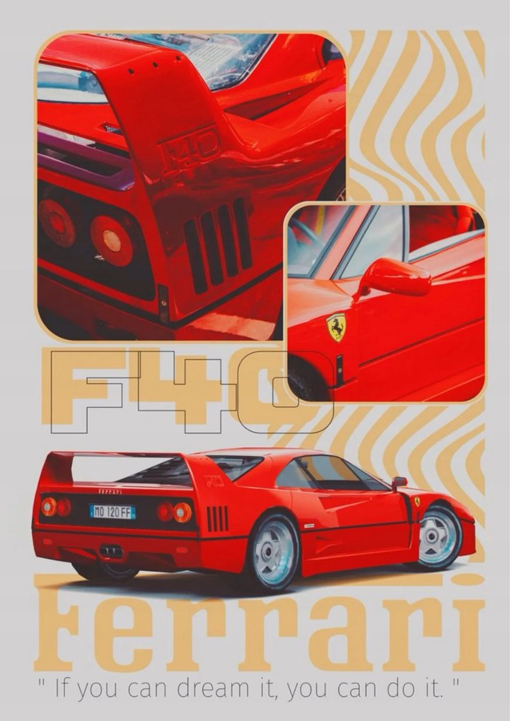 Poszter 21x30 cm A4 Ferrari F40 ajándék