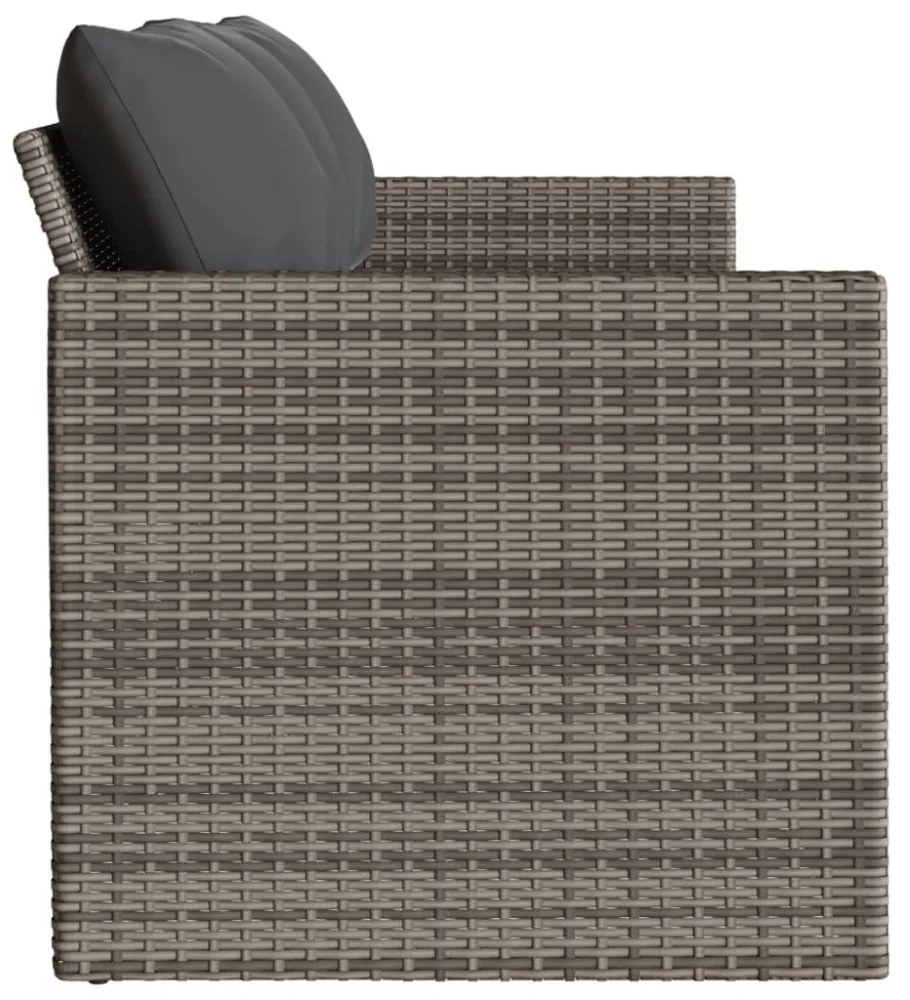 vidaXL 3 személyes szürke polyrattan kerti kanapé párnával