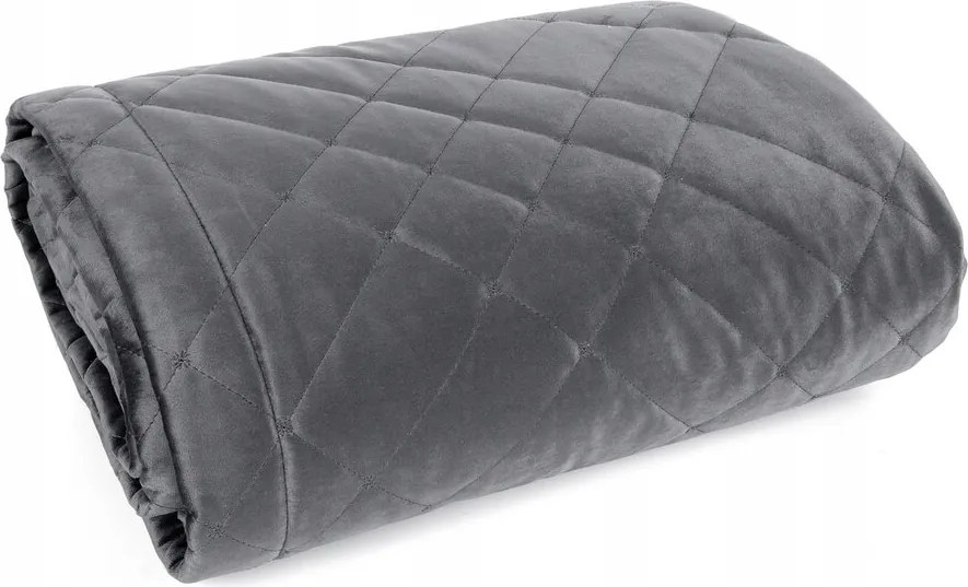 Dekoratív ágytakaró RIA6 170x210 acél bársony geometrikus foltvarrás