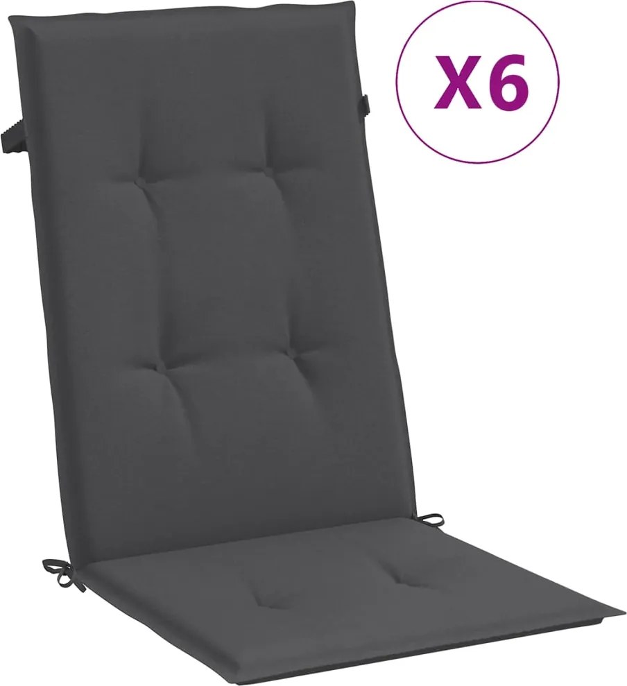 vidaXL 6 db antracit szövet magas háttámlájú székpárna 120x50x4 cm