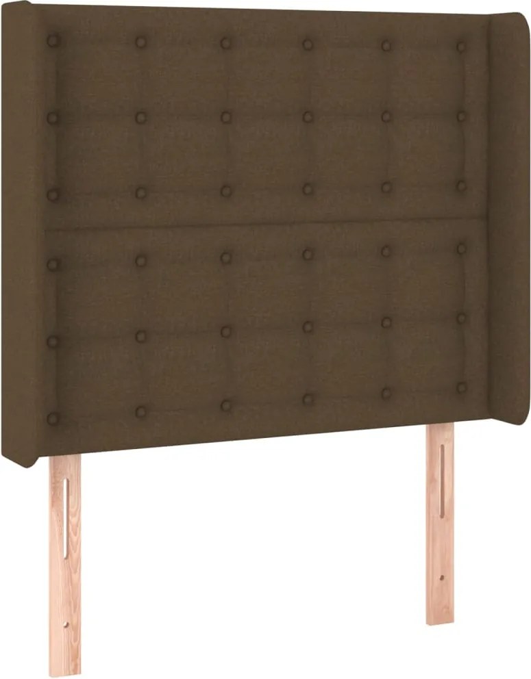 vidaXL sötétbarna szövet fejtámla szárnyakkal 103x16x118/128 cm