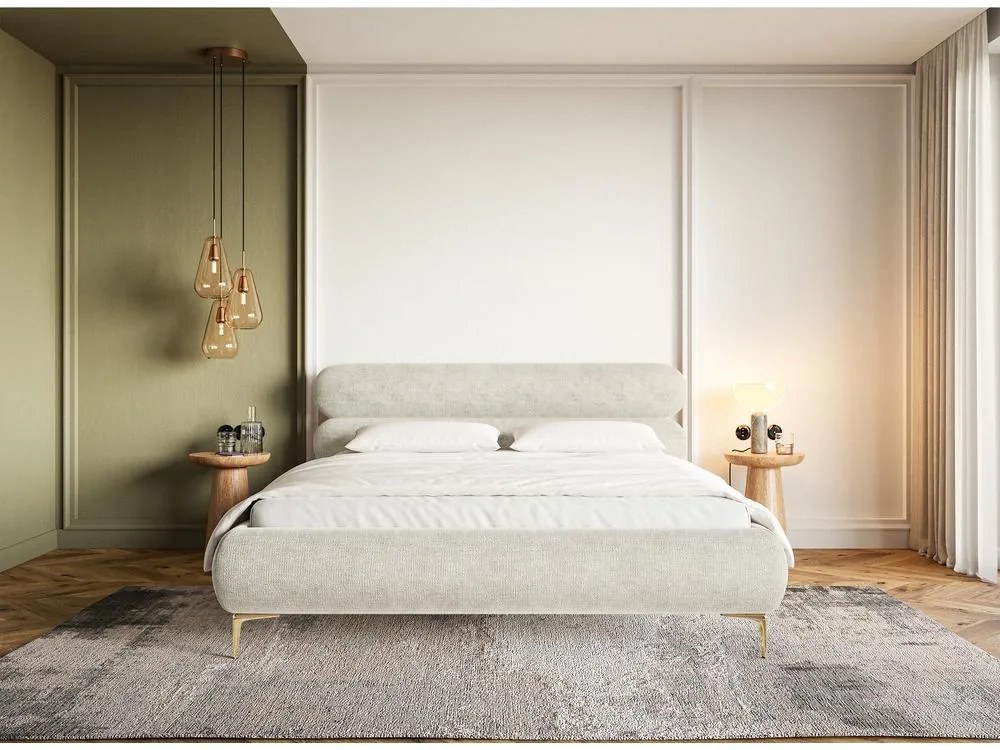 Franciaágy 140 cm Rirri 140B (ágyráccsal) (bézs szürke + arany). Akció -15%. 1099851