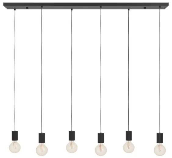 Eglo 390268 - Csillár zsinóron HUEBRO 6xE27/40W/230V fekete