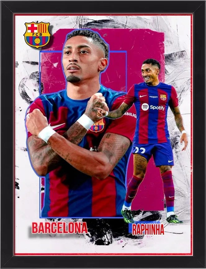 Raphinha kép keretben Fc Barcelona ajándék 40x30 cm