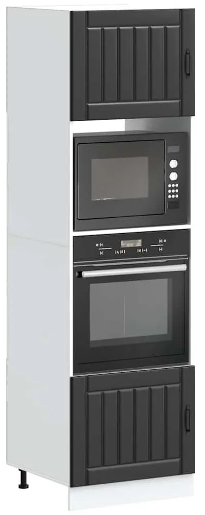 Lucca 2 db fekete színű szerelt fa sütőszekrények