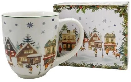 Porcelánbögre 1000ml, dobozban, Christmas Village