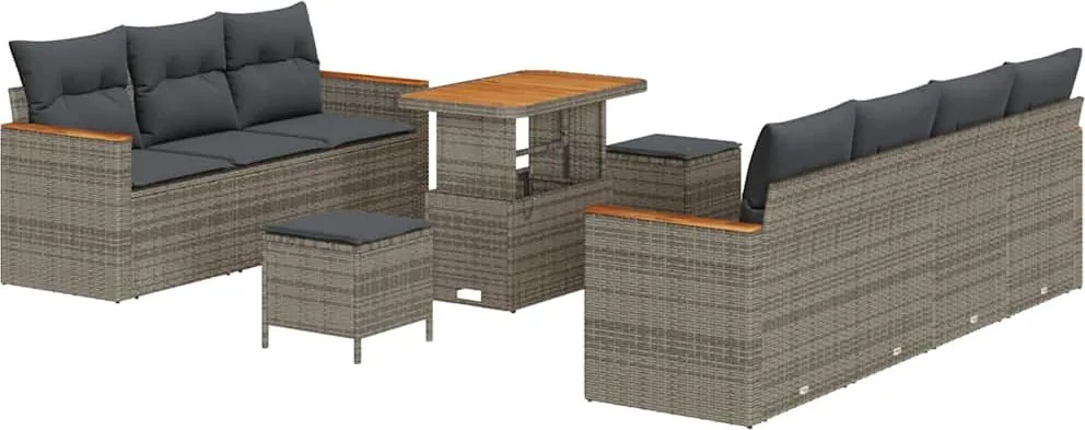 vidaXL Kerti Kanapé Szett párnával 14 pcs Szürke polirattan