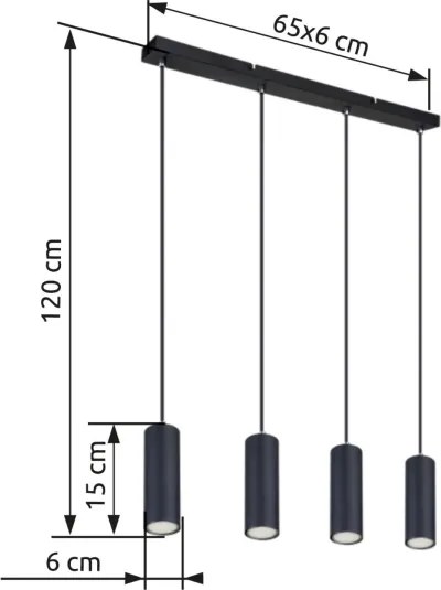 Globo 57911-4HB - ROBBY 4xGU10/35W/230V fekete függeszték