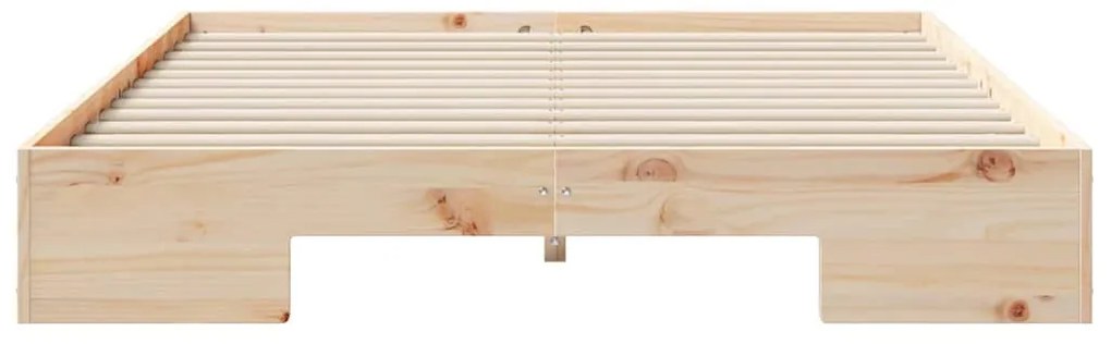 vidaXL Földi ágykeret tárolóval Barna 150 x 200 cm Tömör fenyőfa