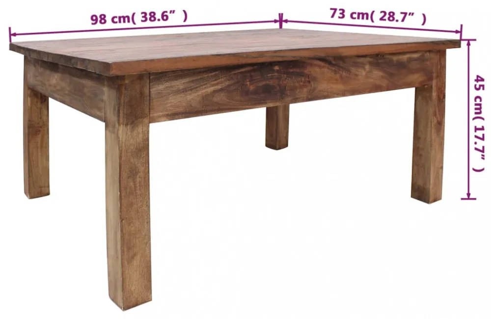 tömör mahagóni fa dohányzóasztal 96 x 73 x 45 cm