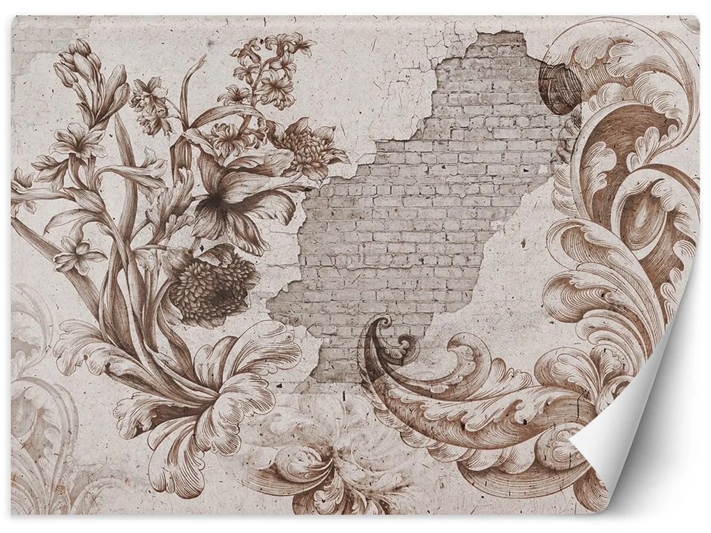 Gario Fotótapéta Virágos freskó egy régi falon Anyag: Vlies, Méret: 150 x 105 cm