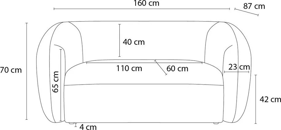 Sárga zsenília kanapé 160 cm Celine – Bobochic Paris