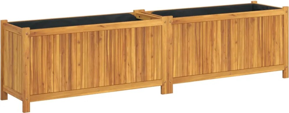 vidaXL tömör akácfa kerti virágtartó béléssel 199x38,5x50 cm