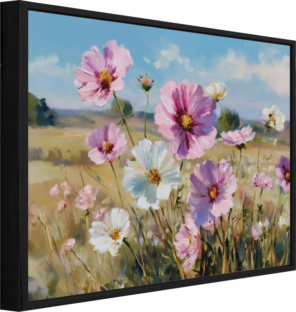 Vászonkép Fekete Keretben Mezei Virágok Rét Nappali Hálószoba 60x40