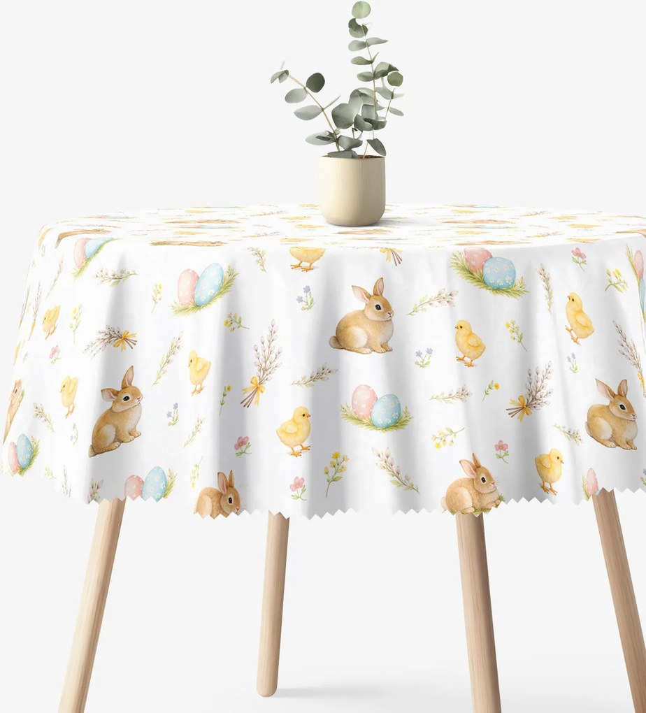 Goldea húsvéti kör alakú teflonos terítő - vidám húsvét Ø 110 cm