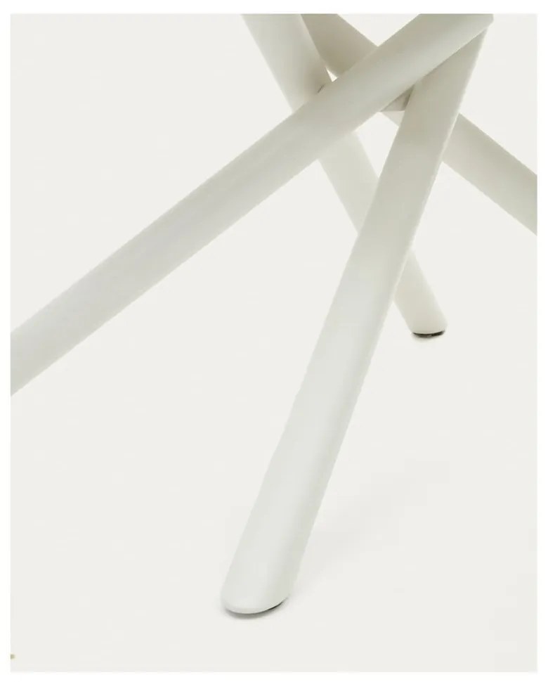 Fehér bővíthető étkezőasztal üveg asztallappal 100x130 cm Yodalia – Kave Home