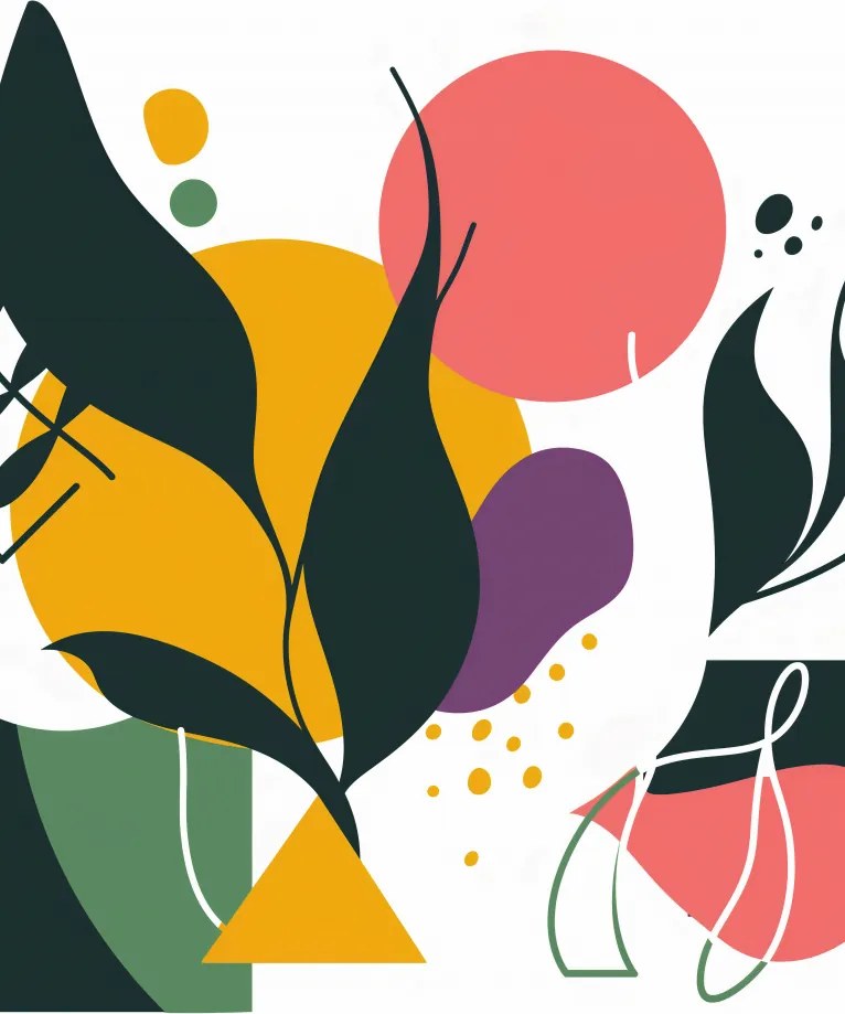 Poszter 39,5x55cm Színes Botanikai Absztrakt