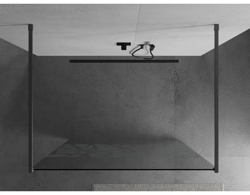 Mexen Kioto, Walk-In zuhany paraván 110 x 200 cm, 8 mm átlátszó üveg fehér mintás, grafit profil, 800-110-002-66-85