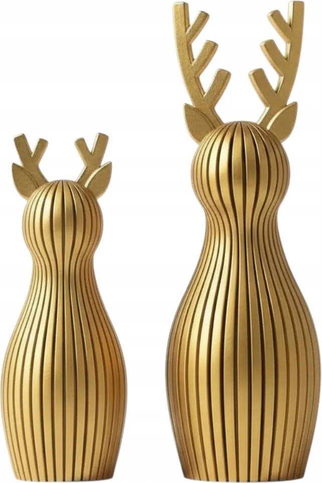 Rénszarvas pár karácsonyi figurák Arany faragott elegáns csillogás 2 db