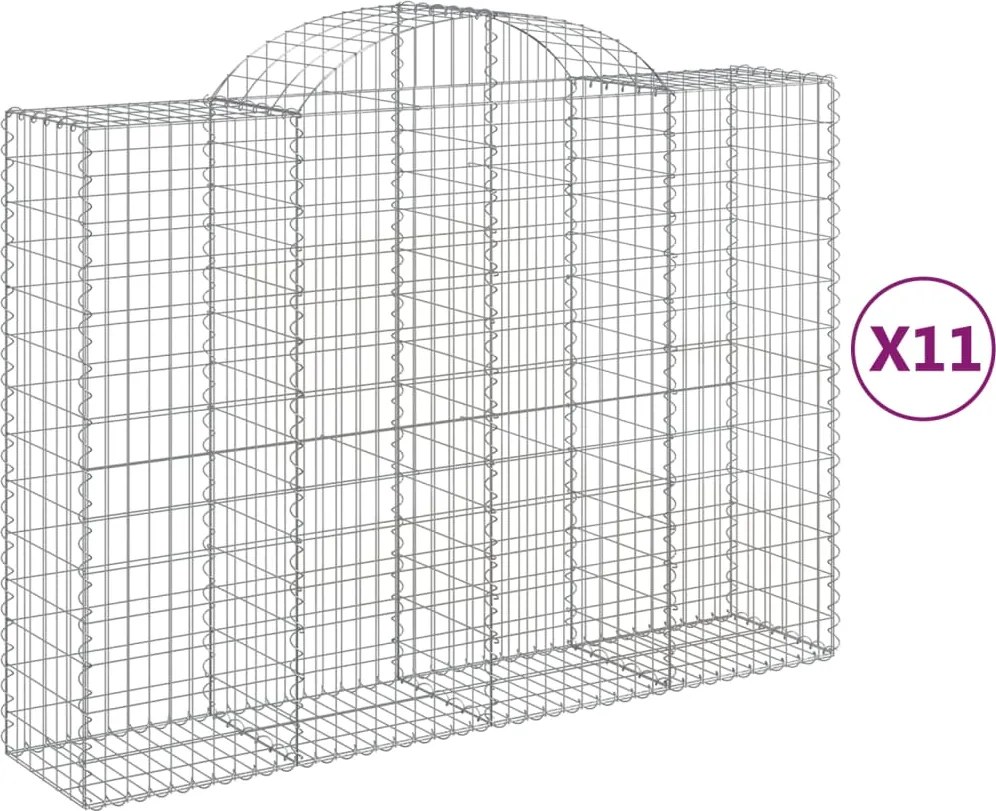 vidaXL 11 db íves horganyzott vas gabion kosár 200x50x140/160 cm
