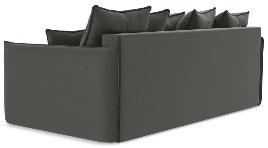 Sötétszürke bársony kinyitható-tárolóhelyes kanapé 225 cm Hula – Makamii