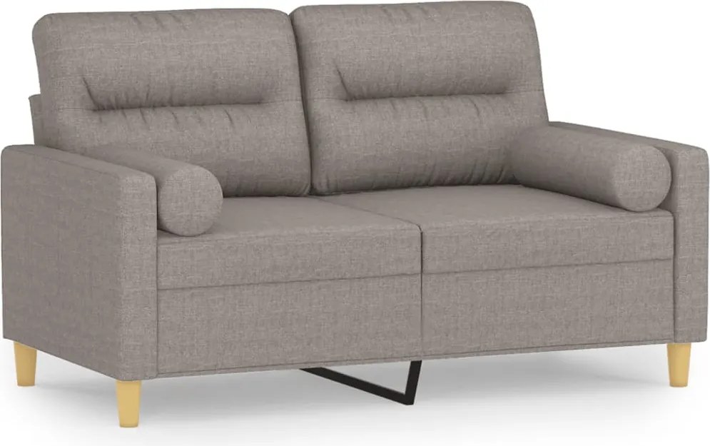 vidaXL 2 személyes tópszínű szövet kanapé díszpárnákkal 120 cm