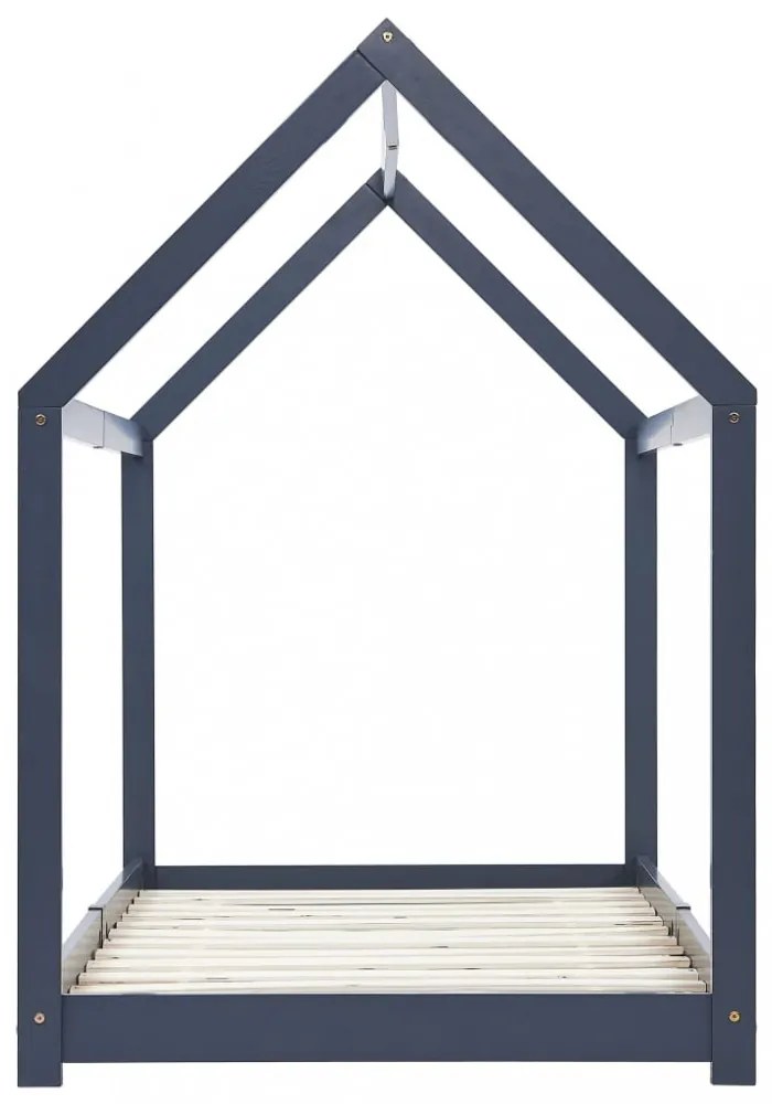 szürke tömör fenyőfa gyerekágy-keret 90 x 200 cm