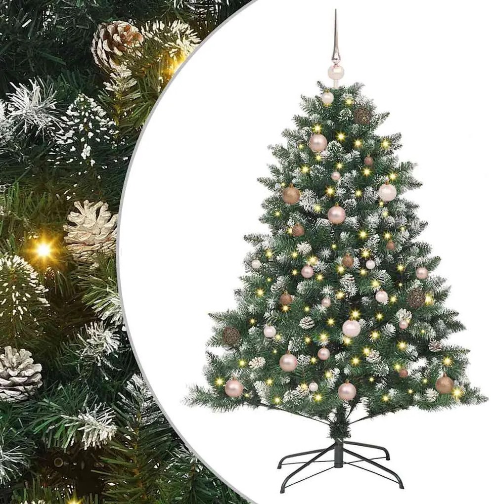 Műkarácsonyfa LED -es lámpákkal Zöld 150cm PVC