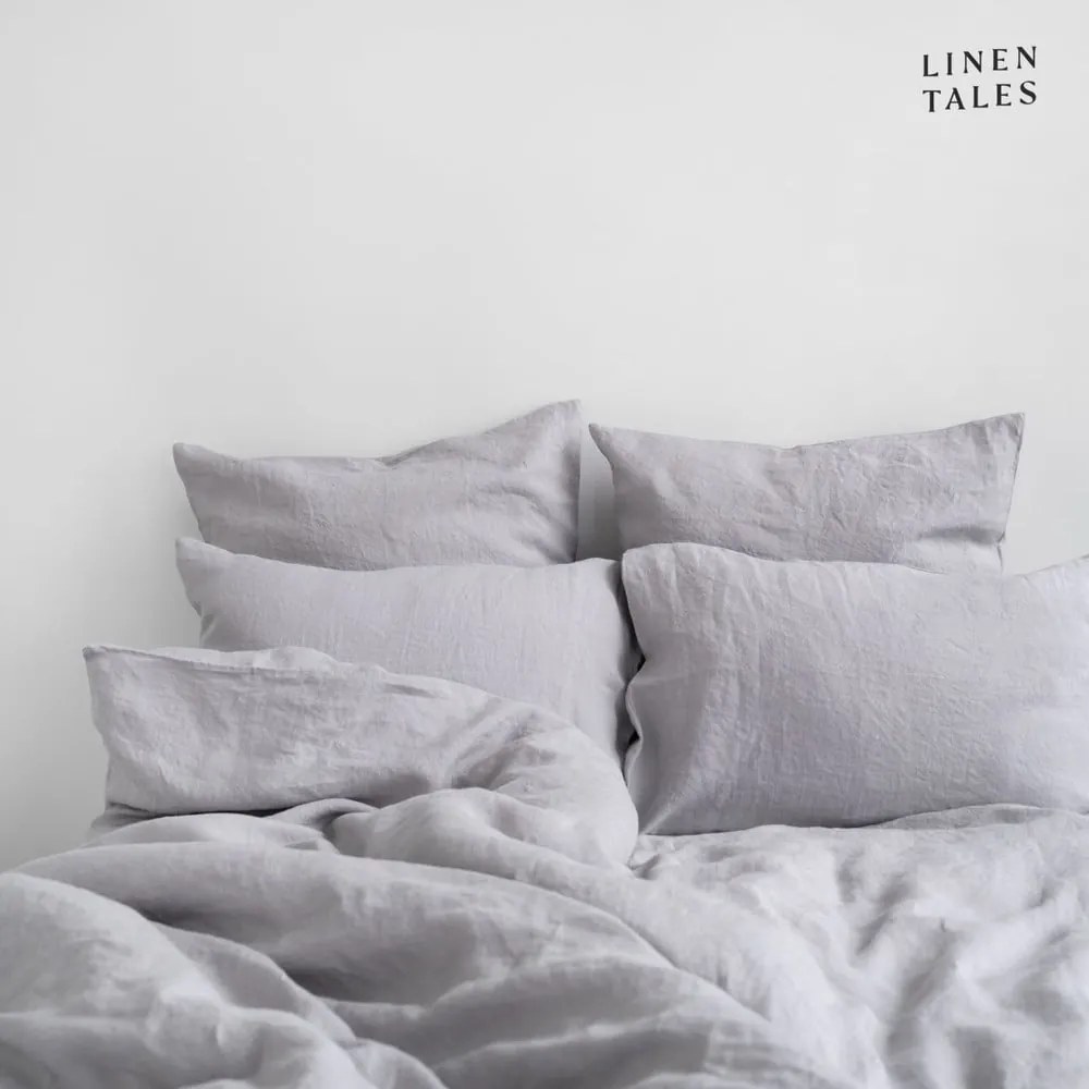 Világosszürke egyszemélyes len ágyneműhuzat 135x200 cm – Linen Tales